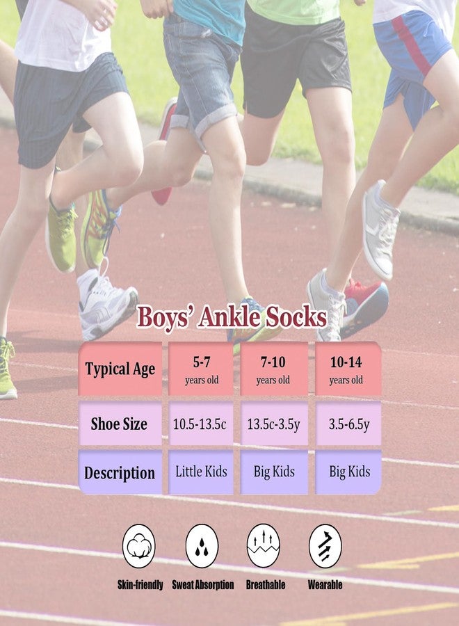 Bemeol Boys Socks 12 Pairs Ankle Socks Boy Sport Athletic Running Sock Low Cut Ankle Sock for Kids(7-10 Years) - Image 2